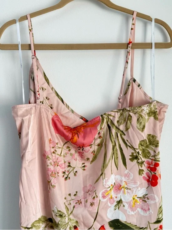 NWT Lulus Remarkable Entrance Pink Floral Print Satin Midi Dress Size XL - Picture 8 of 9